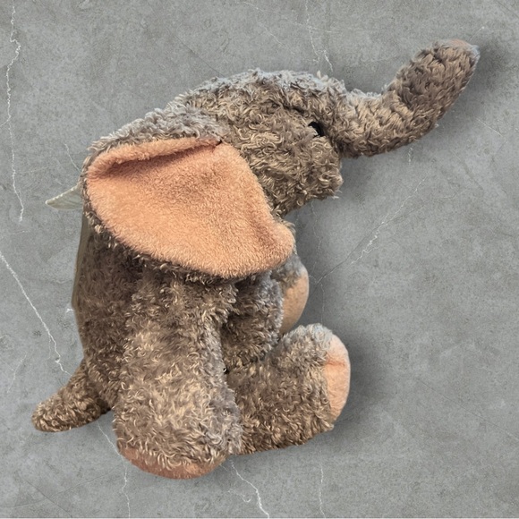 Vtg Rare E&J Classic Elephant Stuffed Gray Pink Plush Blue Ribbon - Picture 4 of 4